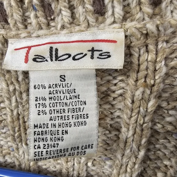 Vintage Talbots Patchwork Floral Knit Wool Blend Cardigan Sweater Size Small - Picture 5 of 6